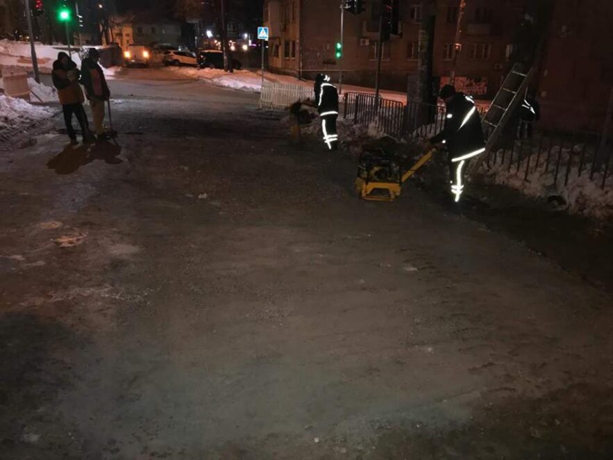 Огромный провал в центре Днепра ликвидирован. новости Днепра
