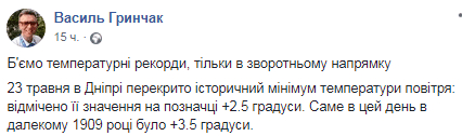 В Днепре побит столетний температурный антирекорд. Новости Днепра