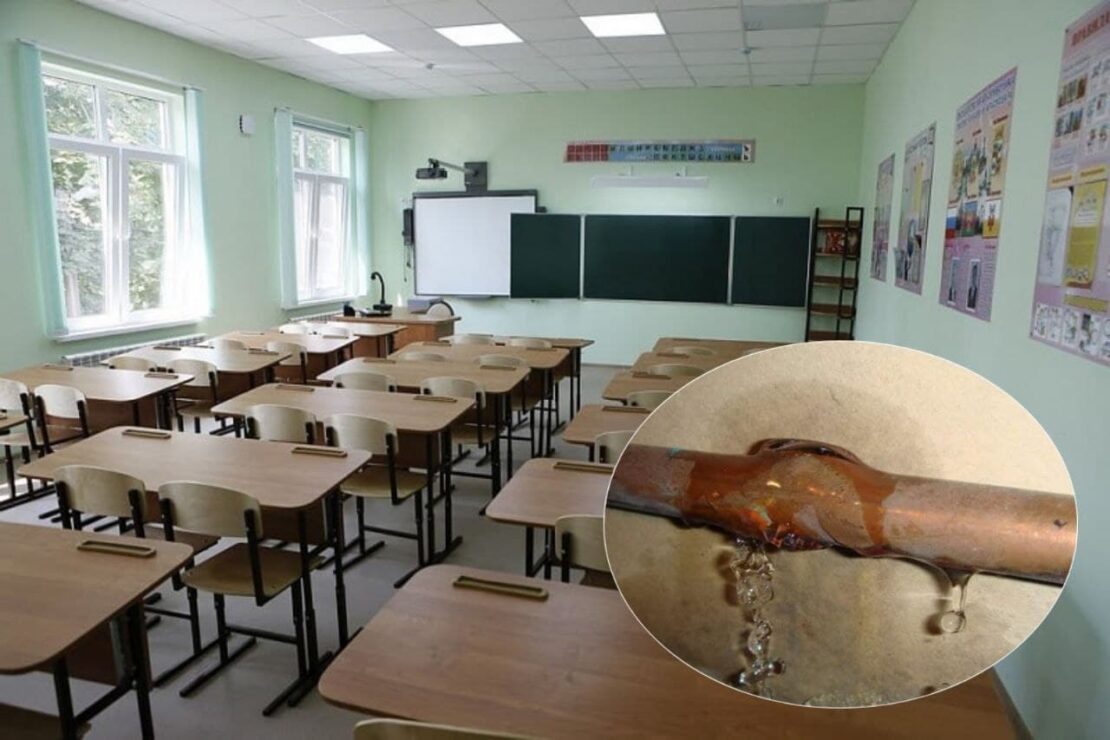 В Днепре прорвало трубу отопления и затопило СШ №15
