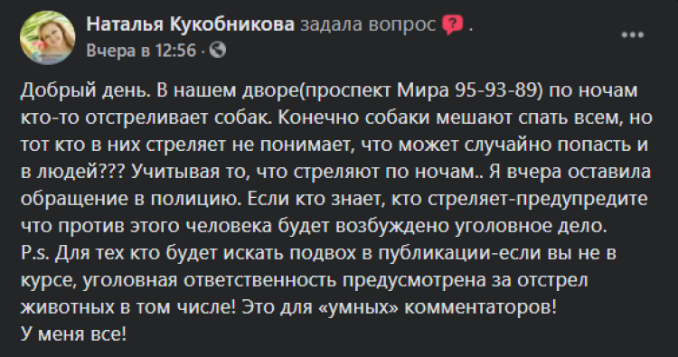 В Днепре на ж/м Левобережный-3 неизвестные по ночам отстреливают собак: подробности 