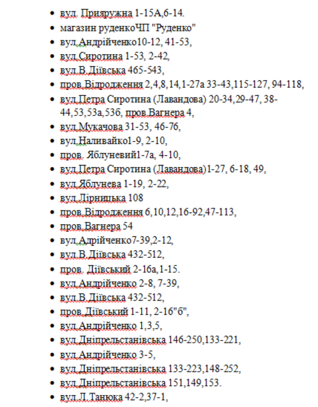Где в Днепре 30 сентября отключат свет: полный список адресов