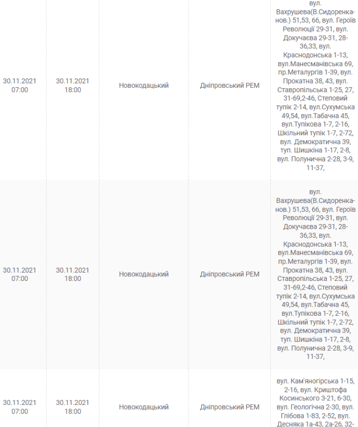 Масштабное отключение света 30 ноября - новости Днепра