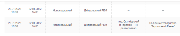 Масштабное отключение света 22 января (Адреса)  - новости Днепра
