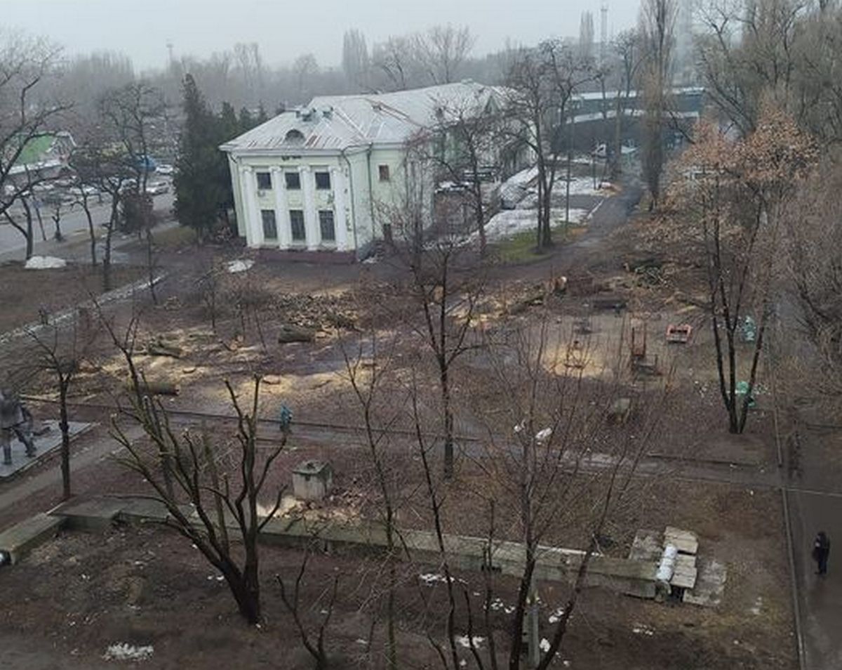 В сквере на левом берегу срубили тополя - новости Днепра
