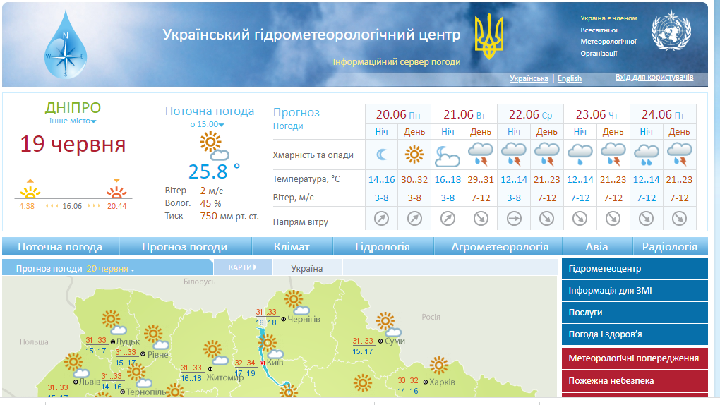 Погода в Днепре 20 июня - Наше Мисто