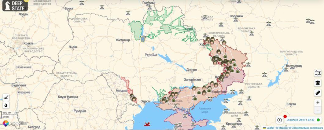 Карта бойових дій на ранок 29 липня: яка ситуація на фронті