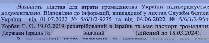 Корбан щодо позбавлення громадянства  - Наше Місто