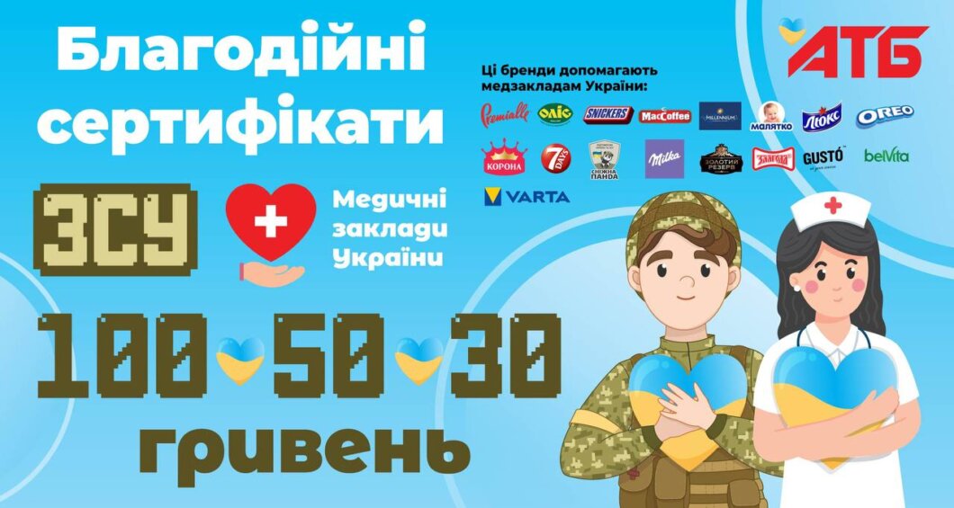 Підтримай захисника: у магазинах «АТБ» з'явилися благодійні сертифікати для допомоги ЗСУ